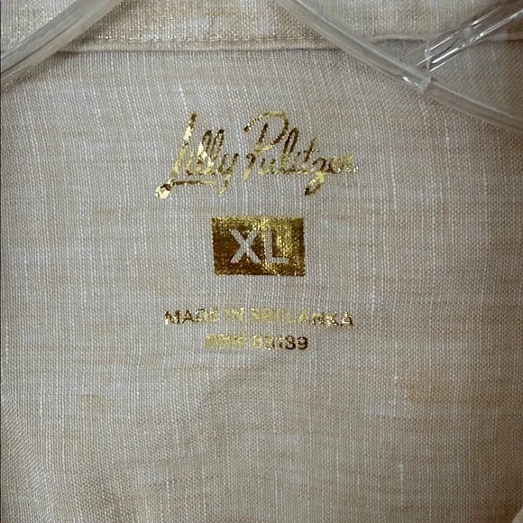 Lilly Pulitzer Sea View Metallic Button Down 
Gold Foiled Sandbar X Resort White - Picture 3 of 9